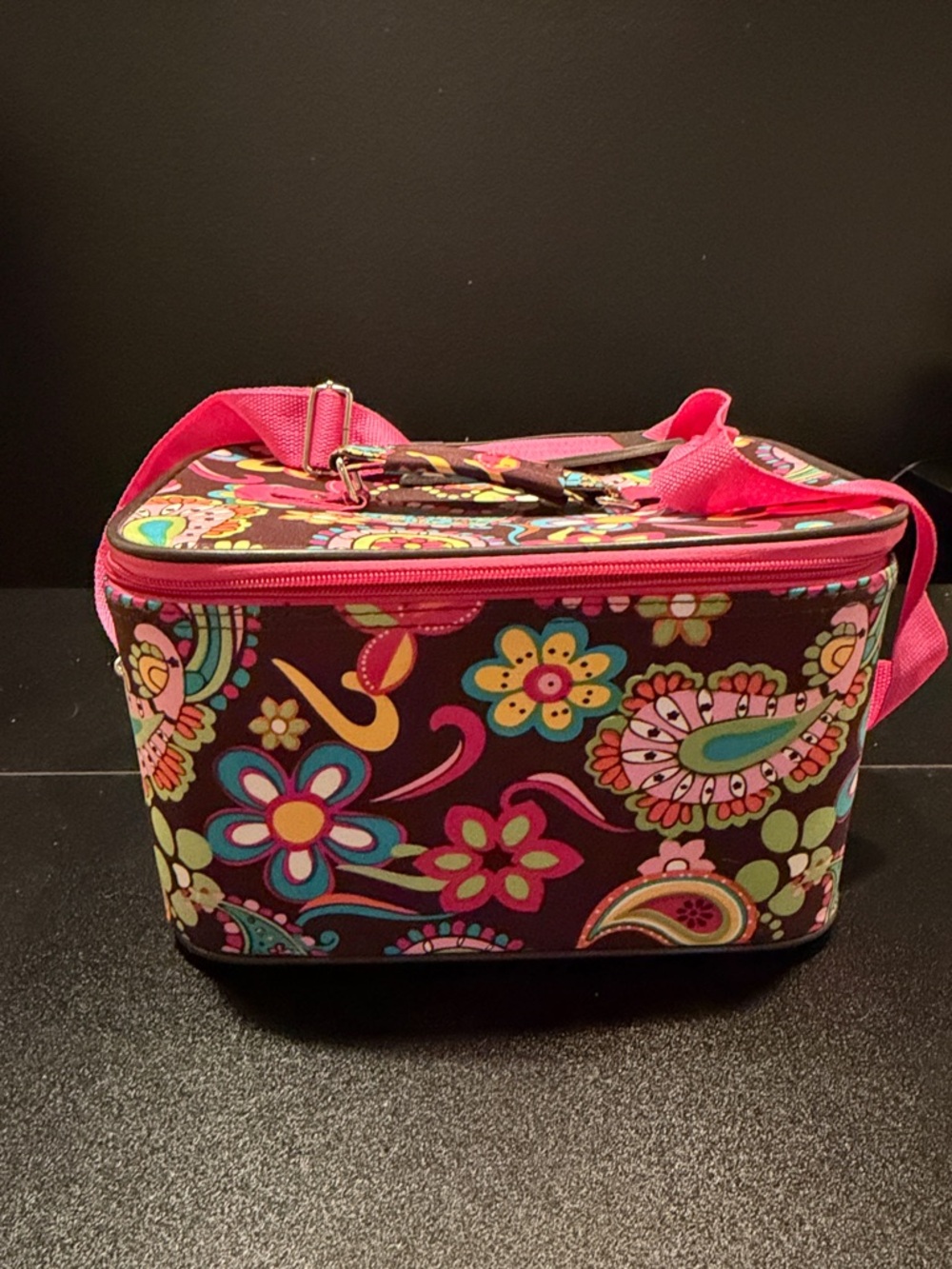 Floral Paisley Insulated Cosmetic Bag - Pink